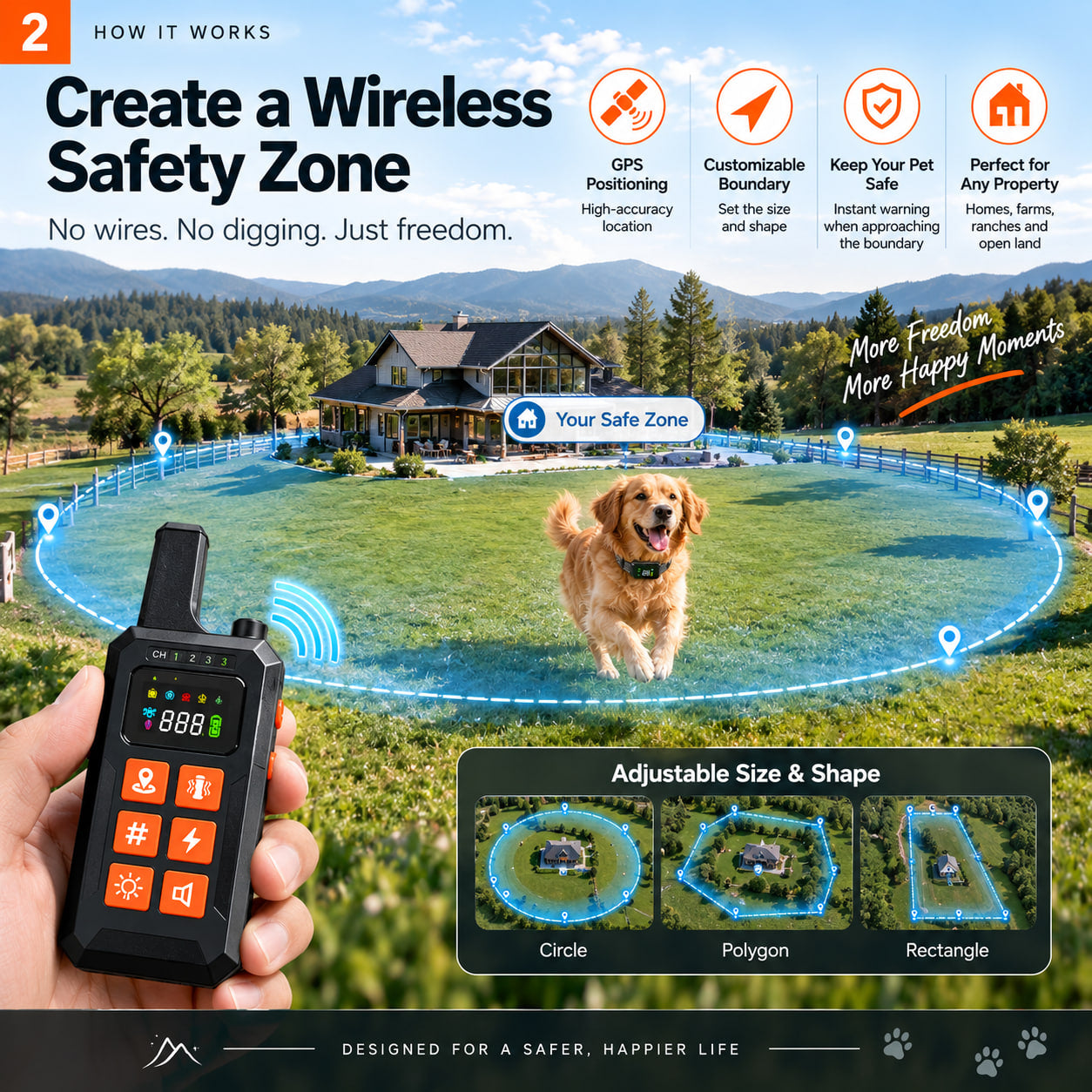 PD100 Smart Wireless Dog Fence & Training System