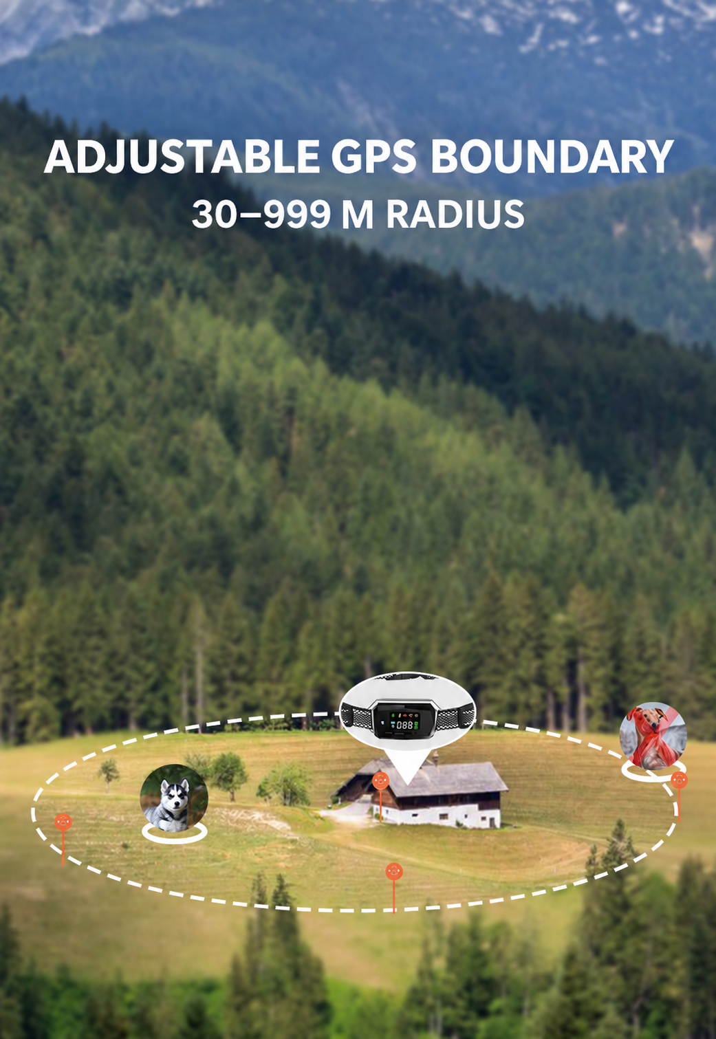 PD100 adjustable GPS boundary from 30 to 999 metres