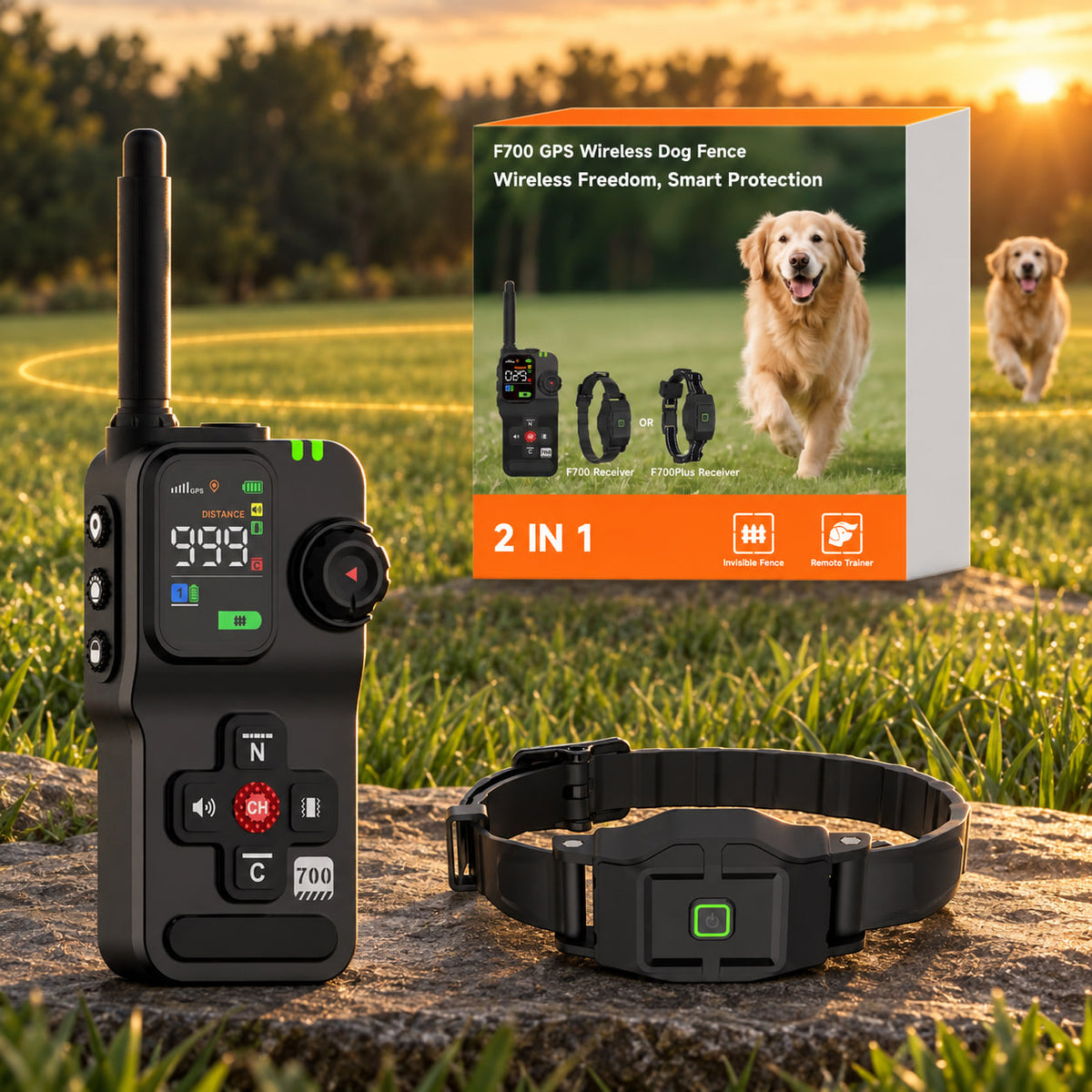 F700 GPS Wireless Dog Fence & Remote Training Collar