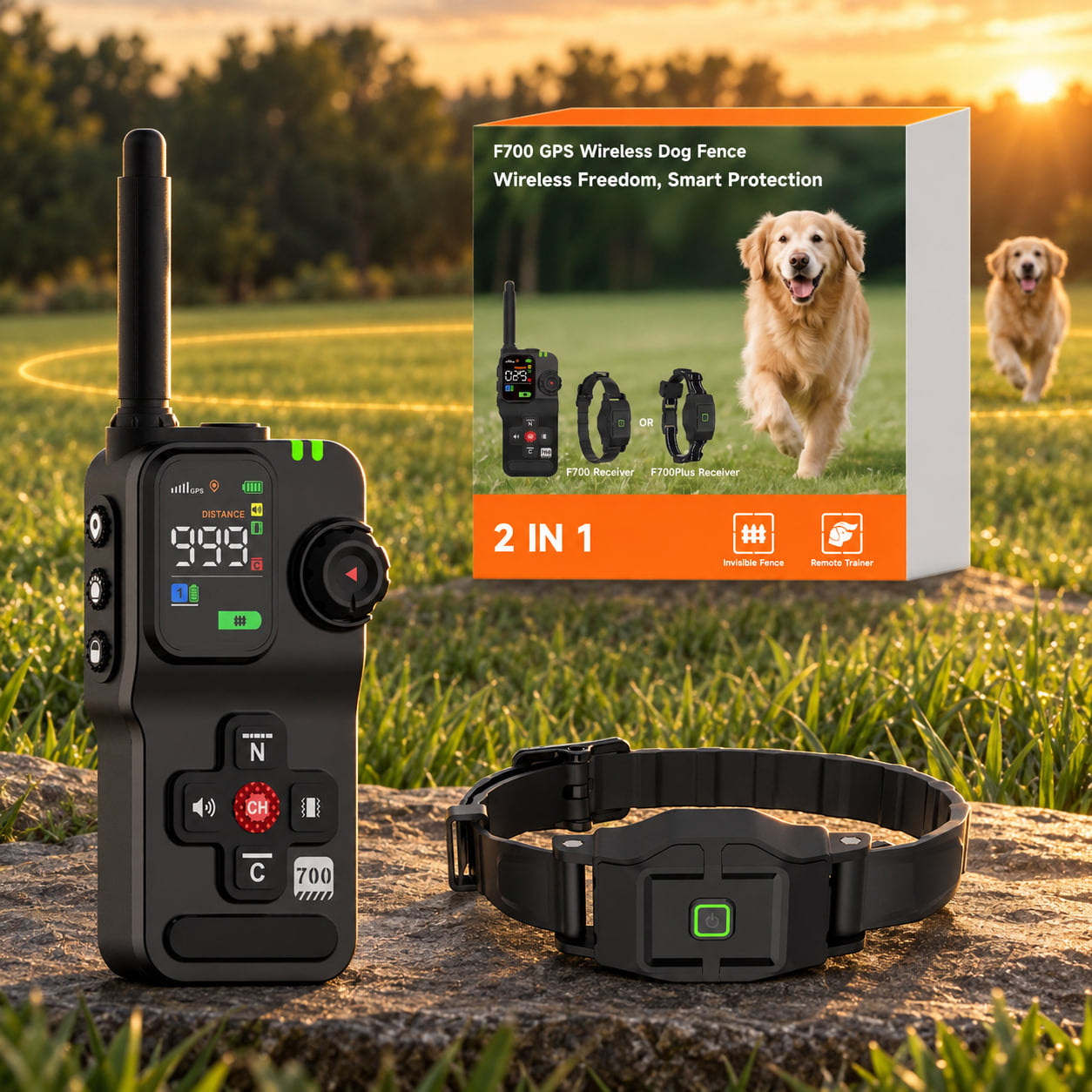 F700 GPS Wireless Dog Fence & Remote Training Collar