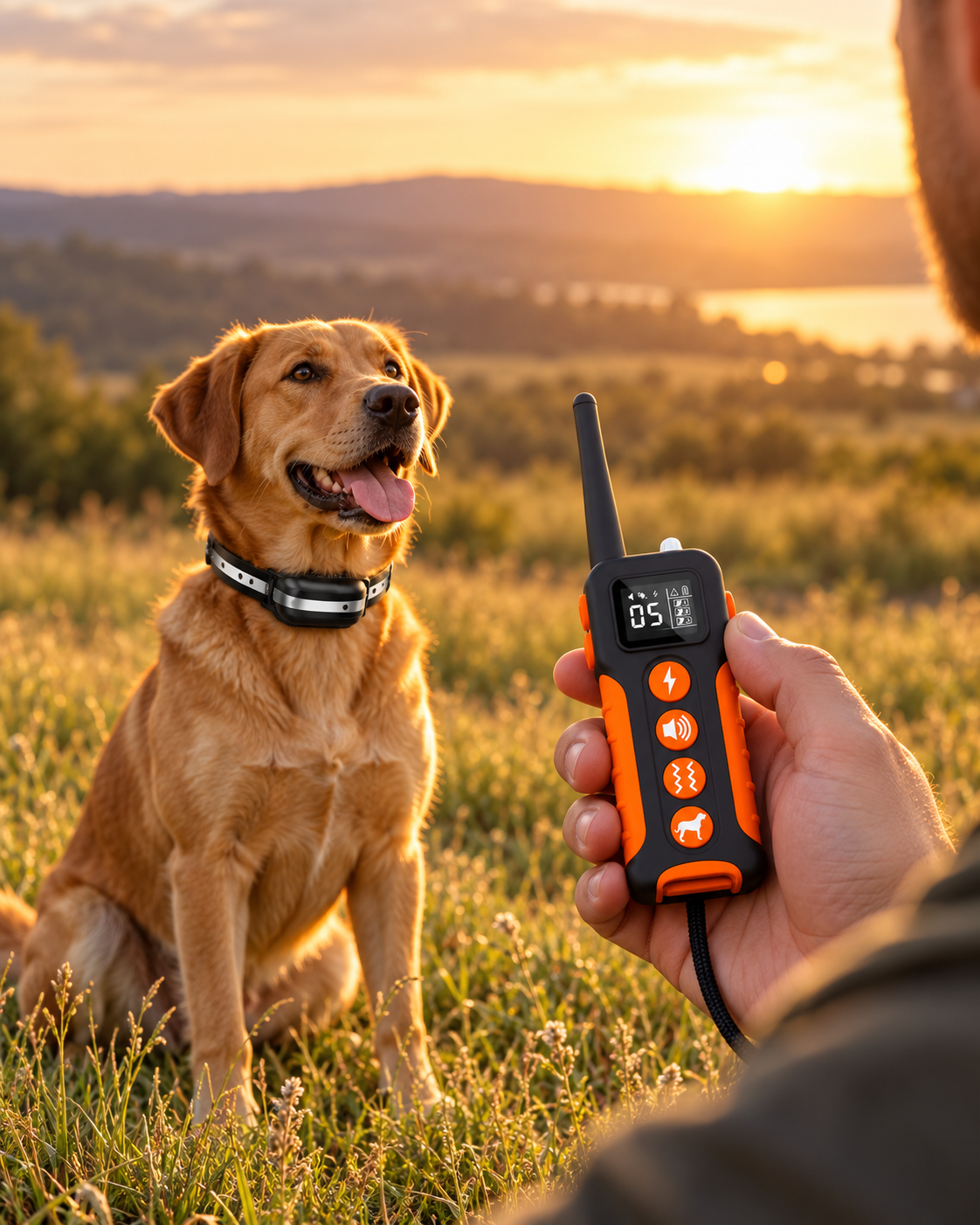 PaiPai PD518-1-3KM Remote Dog Trainer in a real-life outdoor or home training routine